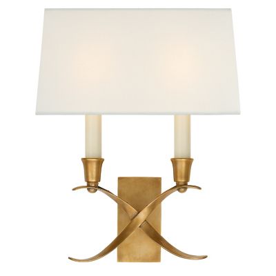Cross Bouillotte Wall Sconce(Burnished Brass|Linen)-OPEN BOX