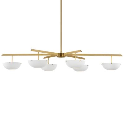 Valencia Chandelier (White|Antique Brass|6 Light) - OPEN BOX