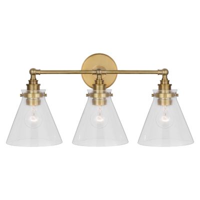 Parkington Bath Bar(Brass with Clear Glass|3 Light)-OPEN BOX