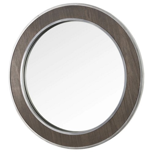 Macie Round Wood and Metal Mirror