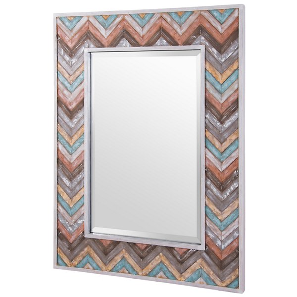 Jemma Waxed Colorful Chevron Wood Rectangular Mirror