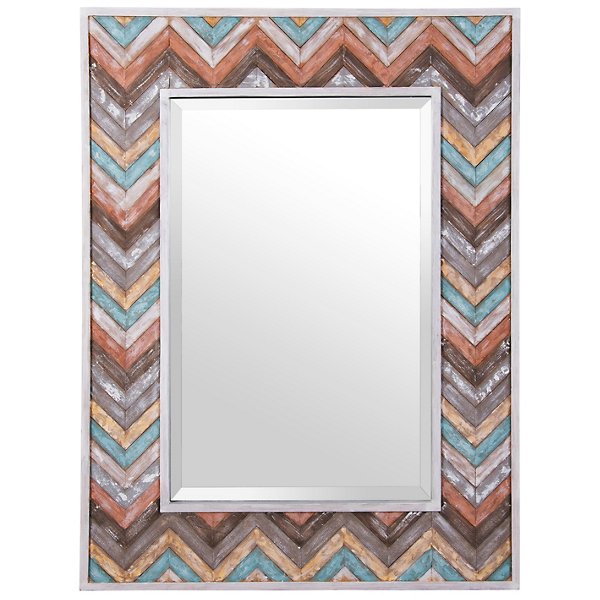 Jemma Waxed Colorful Chevron Wood Rectangular Mirror