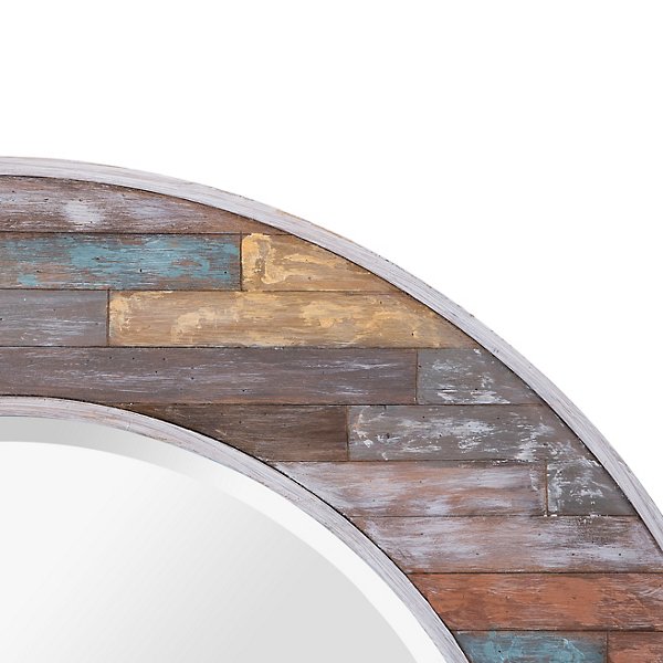 Colorful Plank Round Wall Mirror