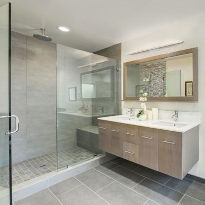 Shown in White finish, 36 inch, lit, in use