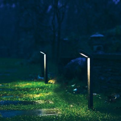 Shown in Bronze on Aluminum finish, lit, in use