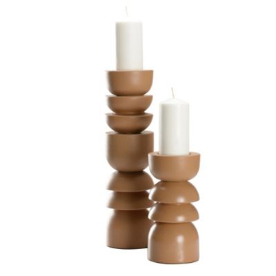 Totem Candleholder, Set of 2 (Clay) - OPEN BOX