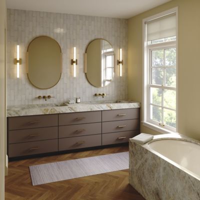 Shown in Brass finish, 24 Inch size, in use