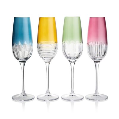 Mixology Mixed Colour Flute Glass, Set of 4