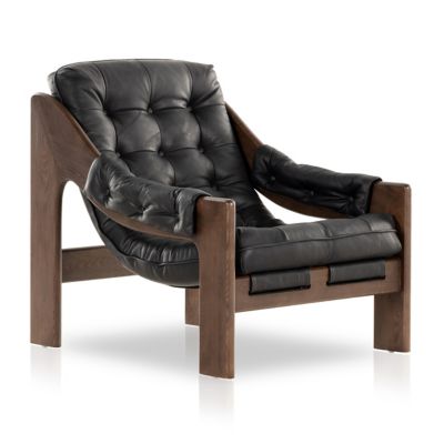 4HA2416544 Four Hands Halston Lounge Chair - Color: Black - 2 sku 4HA2416544