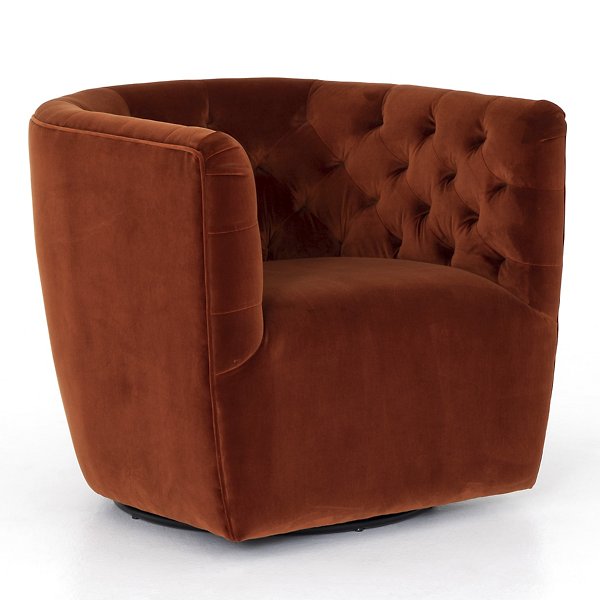 Four Hands Hanover Swivel Chair - Color: Orange - CKEN-269-622