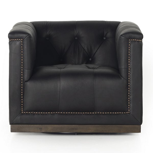 Four Hands Maxx Swivel Chair - Color: Black - 106176-100