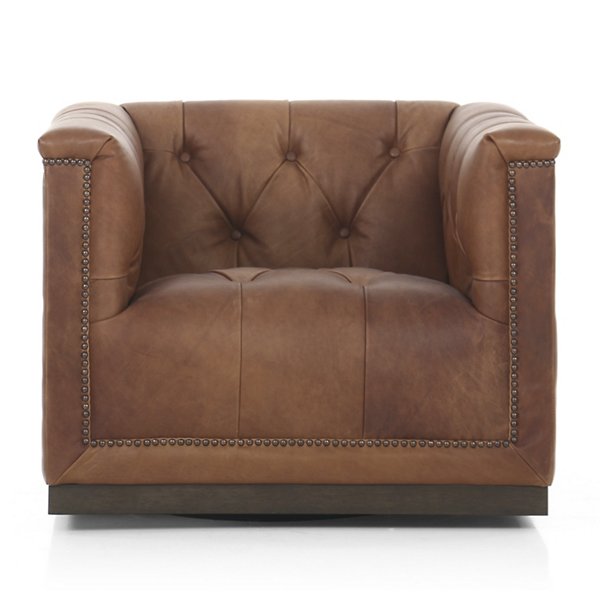 Four Hands Maxx Swivel Chair - Color: Brown - 106176-098