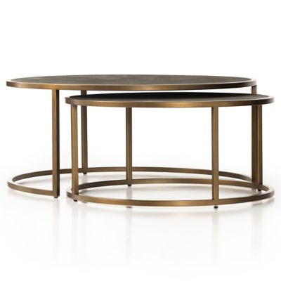 Four Hands Shagreen Nesting Coffee Table in Brass