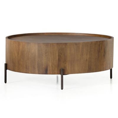 4HA2454089 Four Hands Lunas Drum Coffee Table - Color: Brown  sku 4HA2454089