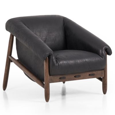 4HA2454383 Four Hands Reggie Lounge Chair - Color: Black - 23 sku 4HA2454383