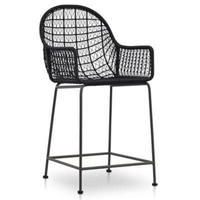 Four Hands Bandera Outdoor Stool - Color: Black - Size: Counter - 106890-00