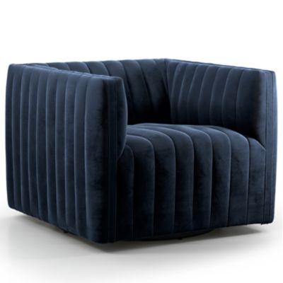 Four Hands Augustine Swivel Chair - Color: Blue - 105768-008