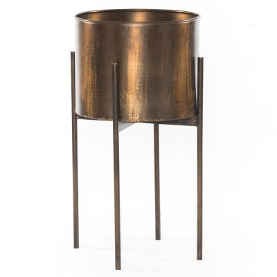 Four Hands Jed Outdoor Planter - Color: Brass - Size: Small - IMAR-183