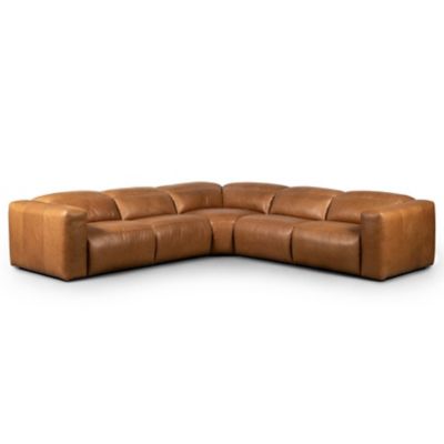 Four Hands Radley Power Recliner 5 Sectional Sofa - Color: Brown - 238971-0