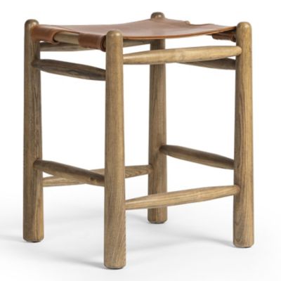 Four Hands Nino Backless Stool - Color: Brown - Size: Counter - 242032-002