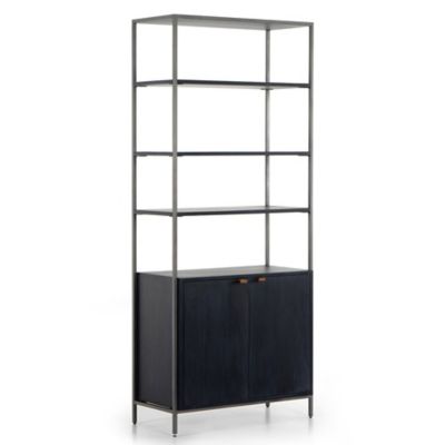 4HA2577264 Four Hands Trey Modular Wide Bookcase - Color: Bla sku 4HA2577264