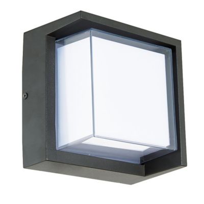 Abra Geo LED Square Outdoor Wall Sconce with Hood in White