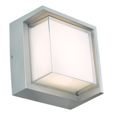 Abra Geo LED Square Outdoor Wall Sconce with Hood in White