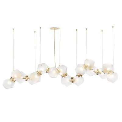 Gabriel Scott Welles 14/16 Glass Long Chandelier - Color: Brass - Size: 16 