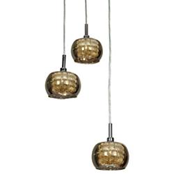 Glam Mirror Glass with Crystal Multi-Light Pendant
