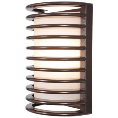 Access Lighting Bermuda Outdoor Ribbed Bulkhead Wall Sconce - Color: Bronze