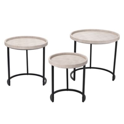 Alder & Ore Nelson Side Tables, Set of 3 - Color: Cream