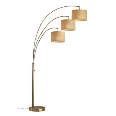 Adesso Bowery 3 Arm Arc Woven Shade Floor Lamp - Color: Brass - Size: 3 lig