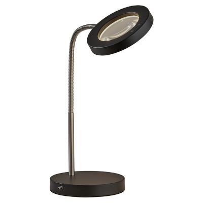 Adesso Holmes LED Magnifier Desk Lamp Lamp With Smart Switch - Color: Black