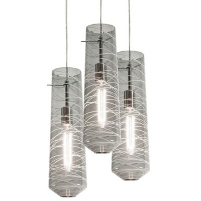 AFX Lighting Spun Round Pendant Light in Grey, Size: 3 light