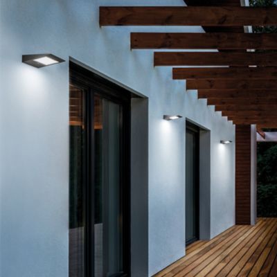 Zafferano America Solar Outdoor LED Wall Sconce - Color: Grey - Size: 1 lig