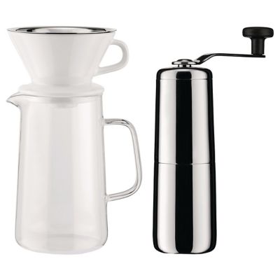 Alessi Slow Drip Coffee Maker and Grinder Set - Color: Silver - KT01SET