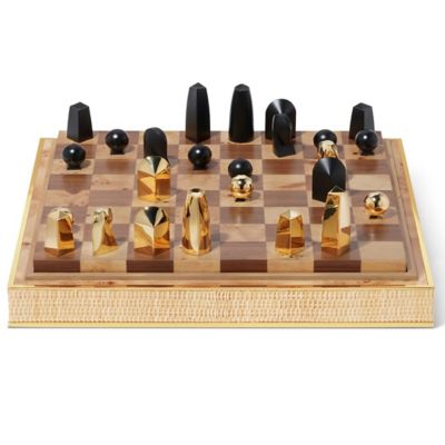 AERIN Colette Cane Chess Set in Beige