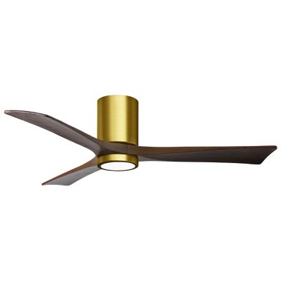 Irene-HLK LED Flushmount 3 Blade Ceiling Fan - Color: Brass - Blade Color: Walnut - Matthews IR3HLK-BRBR-WA-52