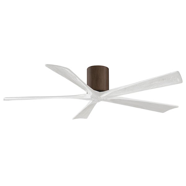 Irene-H Flushmount 5 Blade Ceiling Fan - Color: Wood tones - Blade Color: Matte White Blades - Atlas Fan Company IR5H-WN-MWH-60