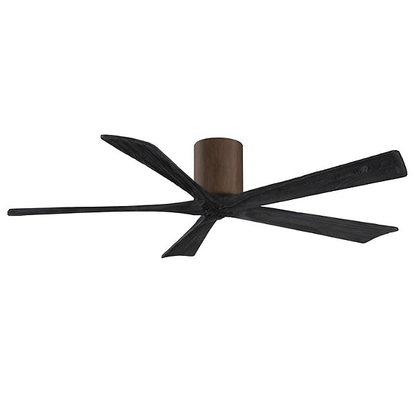 Irene-H Flushmount 5 Blade Ceiling Fan - Color: Wood tones - Blade Color: Matte Black Blades - Atlas Fan Company IR5H-WN-BK-60
