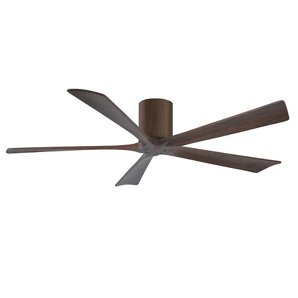 Irene-H Flushmount 5 Blade Ceiling Fan - Color: Wood tones - Blade Color: Walnut Blades - Atlas Fan Company IR5H-WN-WA-60