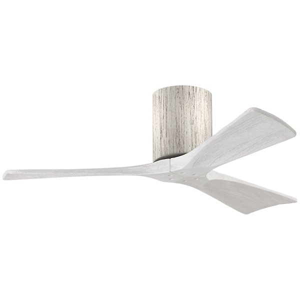 Irene-H Flushmount 3 Blade Ceiling Fan - Color: Wood tones - Blade Color: Matte White - Atlas Fan Company IR3H-BW-MWH-42