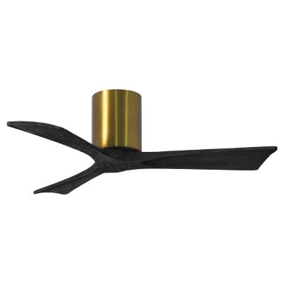 Irene-H Flushmount 3 Blade Ceiling Fan - Color: Polished - Blade Color: Matte Black - Matthews IR3H-BRBR-BK-42