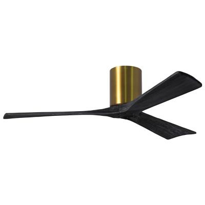 Irene-H Flushmount 3 Blade Ceiling Fan - Color: Polished - Blade Color: Matte Black - Matthews IR3H-BRBR-BK-52