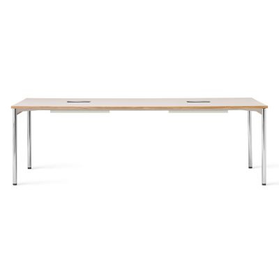 Audo Copenhagen Co Table with Cable Management in Silver, Size: Large