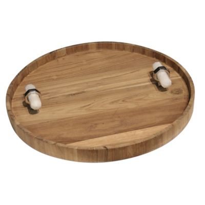 Hampton Teak Tray with Quartz Crystal Handles