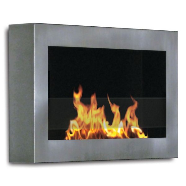 Soho Indoor Wall Mounted Fireplace - Color: Silver - Anywhere Fireplace 90299