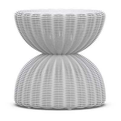 Azzurro Living Cabo Wicker Outdoor Side Table - Color: White - CAB-AW04ST