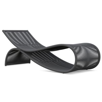 Azzurro Living Wave Outdoor Chaise Lounge in Black