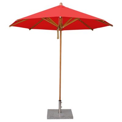 Bambrella Levante Round Bamboo Umbrella - Color: Red - Size: 8.5 ft - 2.5m 